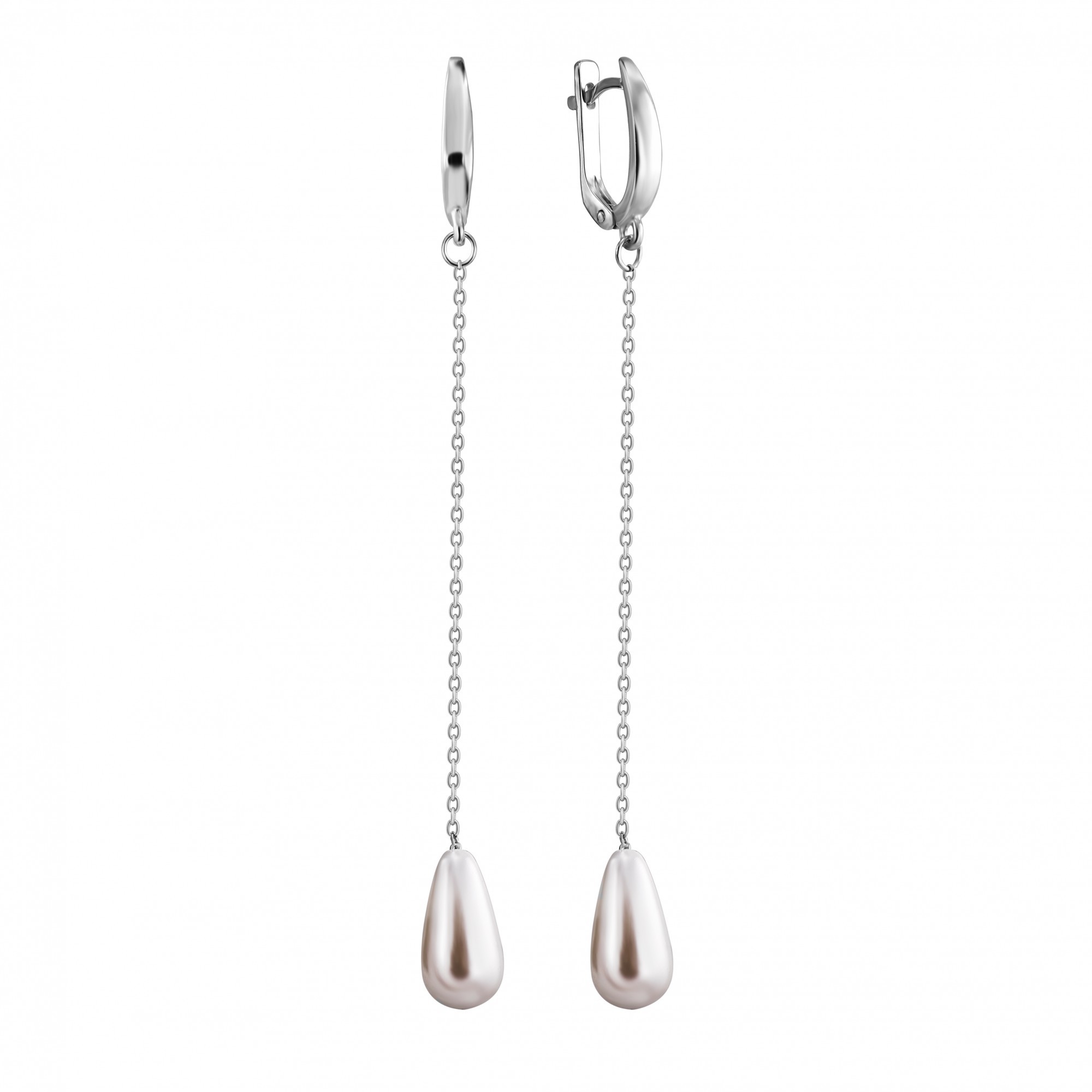 

Серебряные серьги висюльки HARMONY c23184 бел c23184