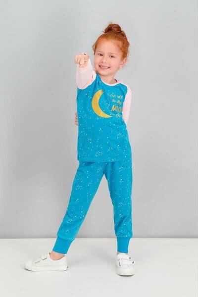 

Детская пижама для девочки Roly Poly Турция домашний костюм с луной хлопок интерлок р 6 116 см голубой 1541