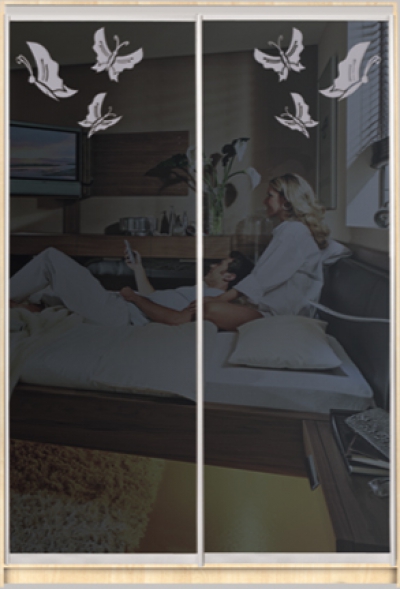 

Шкаф купе Luxe Studio Стандарт-2 Тонированное зеркало с Пескоструем-7 1300x2100x450 двухдверный