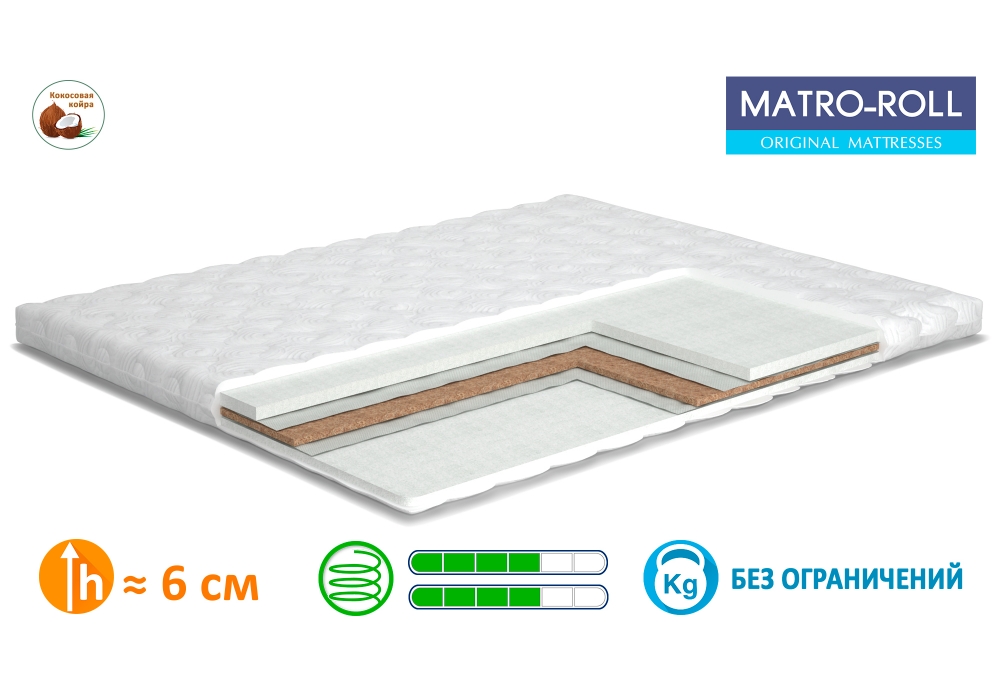 

Матрас ортопедический Matroluxe Extra Kokos Topper 140x200 см