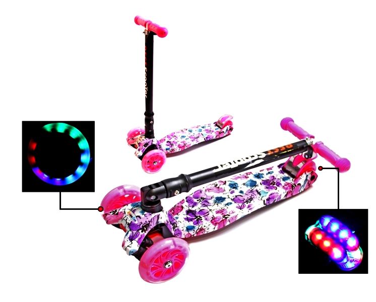 

Самокат Scooter Maxi Складной руль Flowers