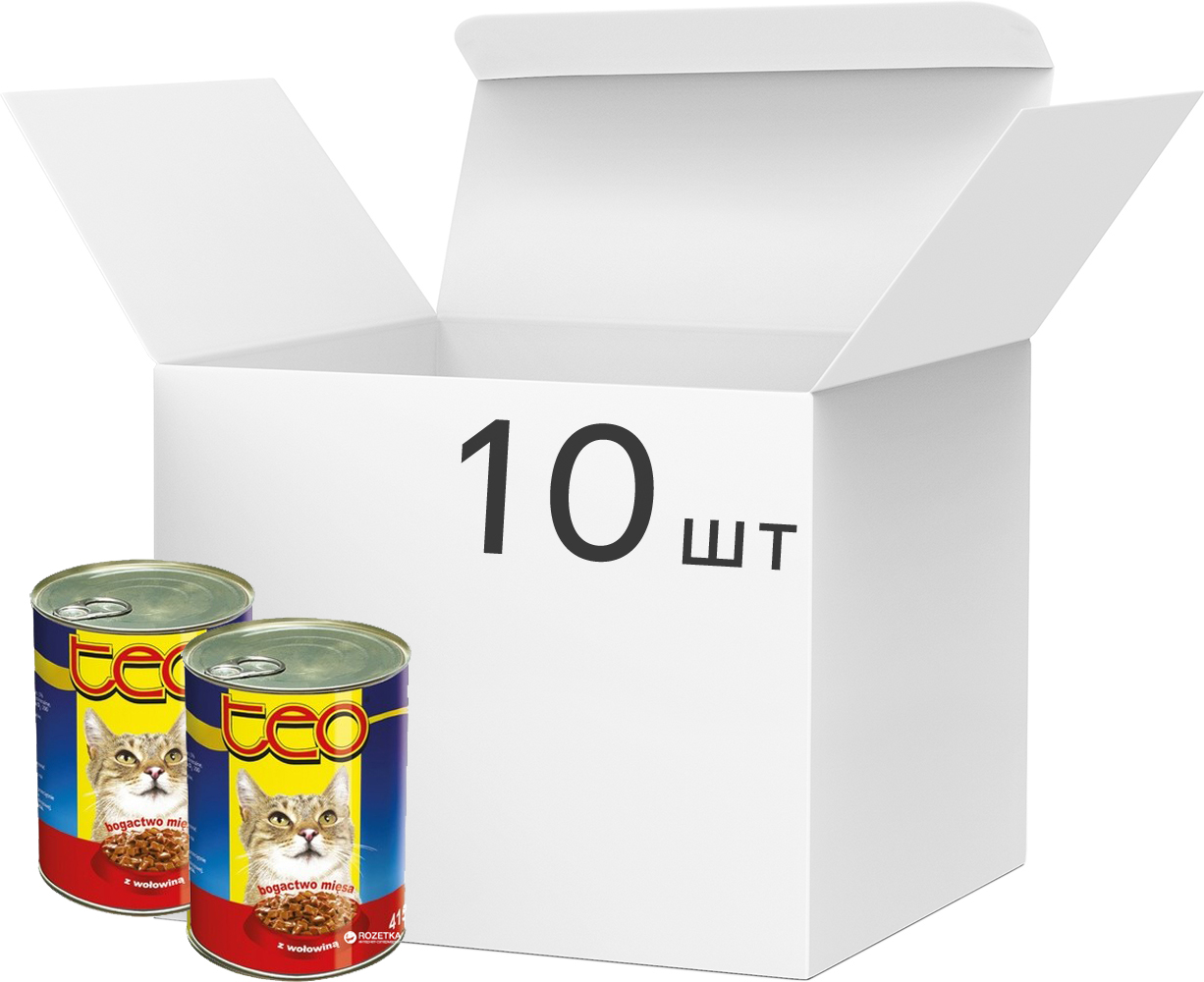 

Упаковка влажного корма для кошек TEO с говядиной 10 шт х 415 г