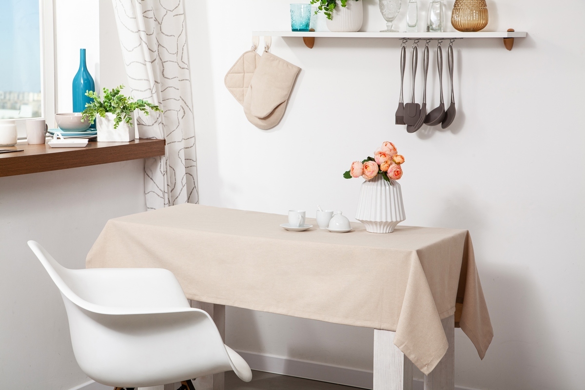 

Тефлоновая Скатерть Tablecloth Бежевая Однотонная 110*150 см