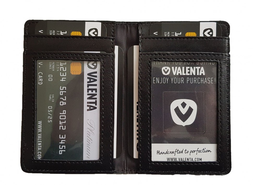 

Кожаный кардхолдер Valenta с RFID защитой Черный (ок1496t)