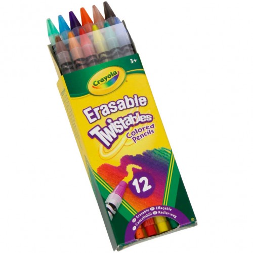 Crayola Erasable Twistables Colored Pencils, Assorted, 12/Pack (68-7508)