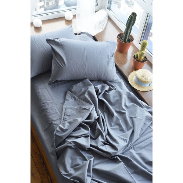 

Комплект постельного белья SoundSleep Dyed Dark grey ранфорс полуторный