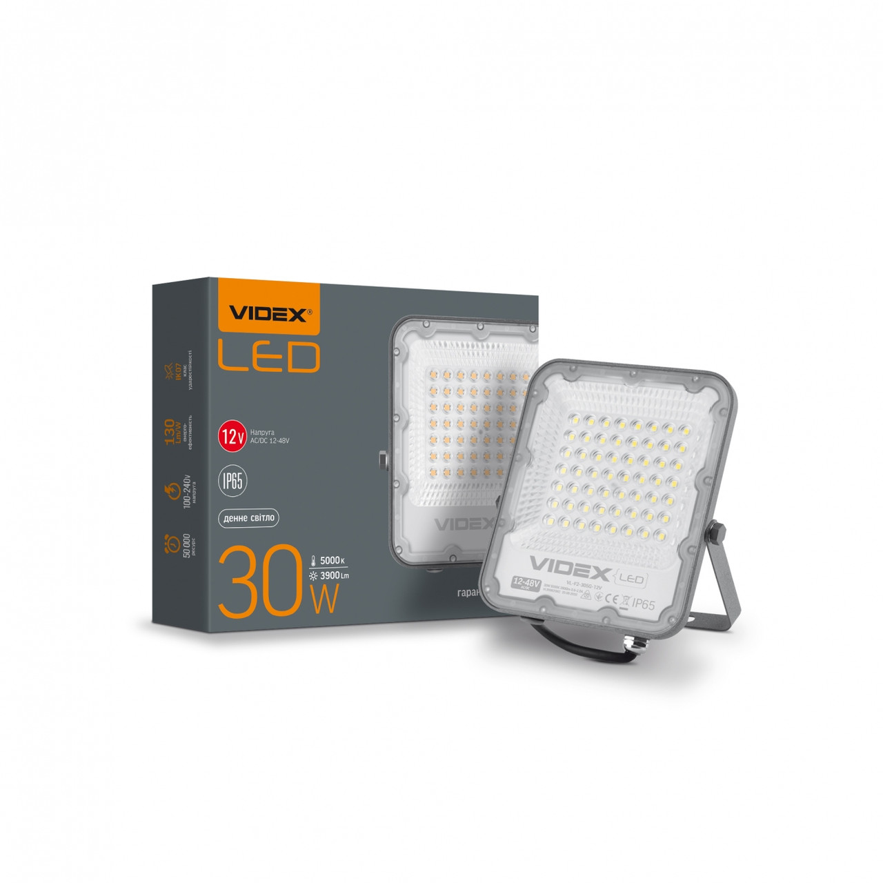 

LED прожектор PREMIUM VIDEX 30W 5000K AC/DC12-48V