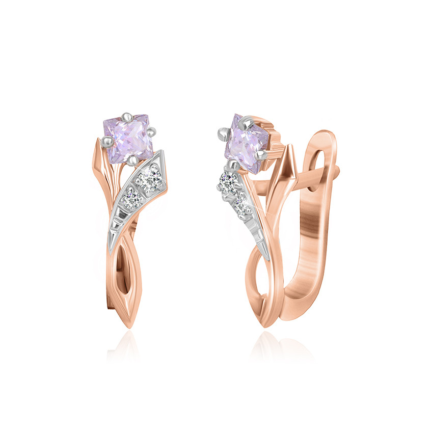 

Серебряные серьги Silvex925 позолоченные с фианитом СК3ФА/008, с английской застежкой