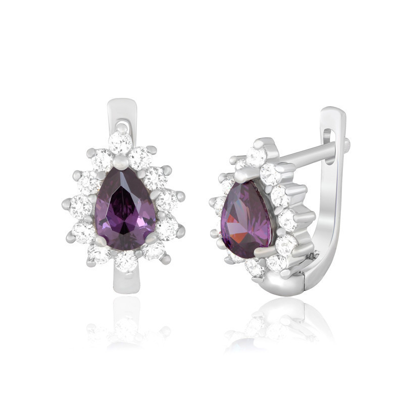 

Серебряные серьги Silvex925 с фианитом СК2ФА/383, с английской застежкой