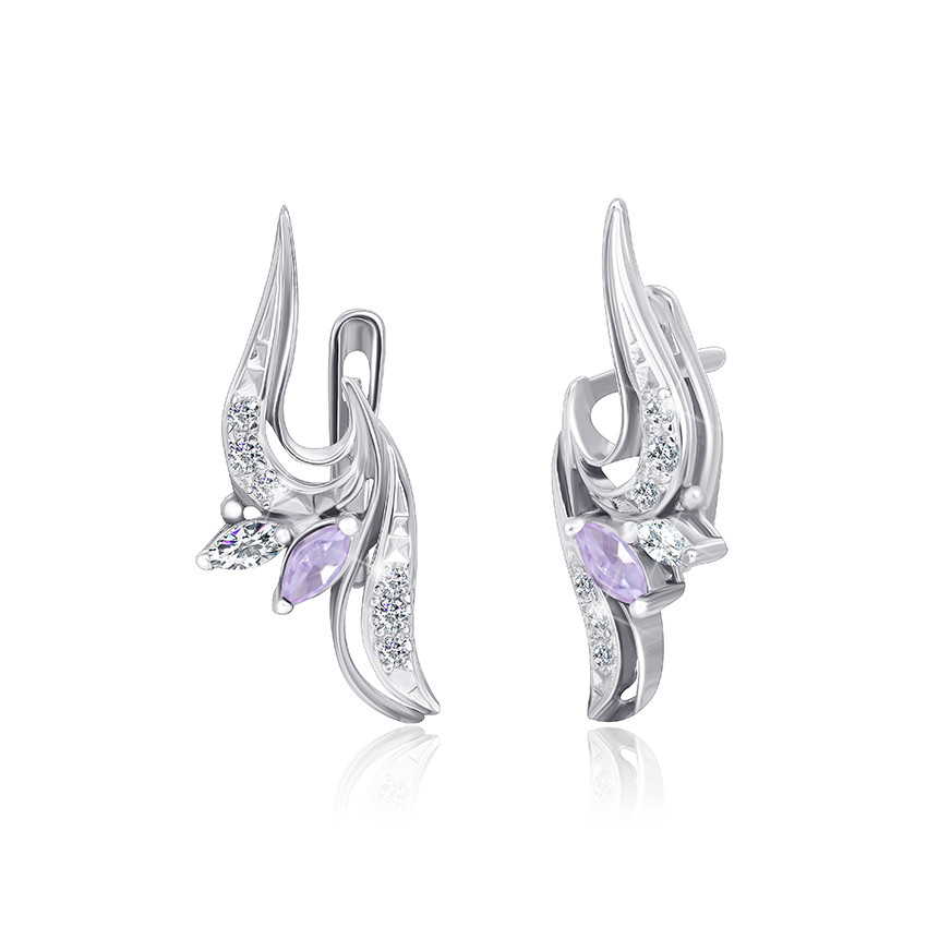 

Серебряные серьги Silvex925 с фианитом СК2ФА/004, с английской застежкой