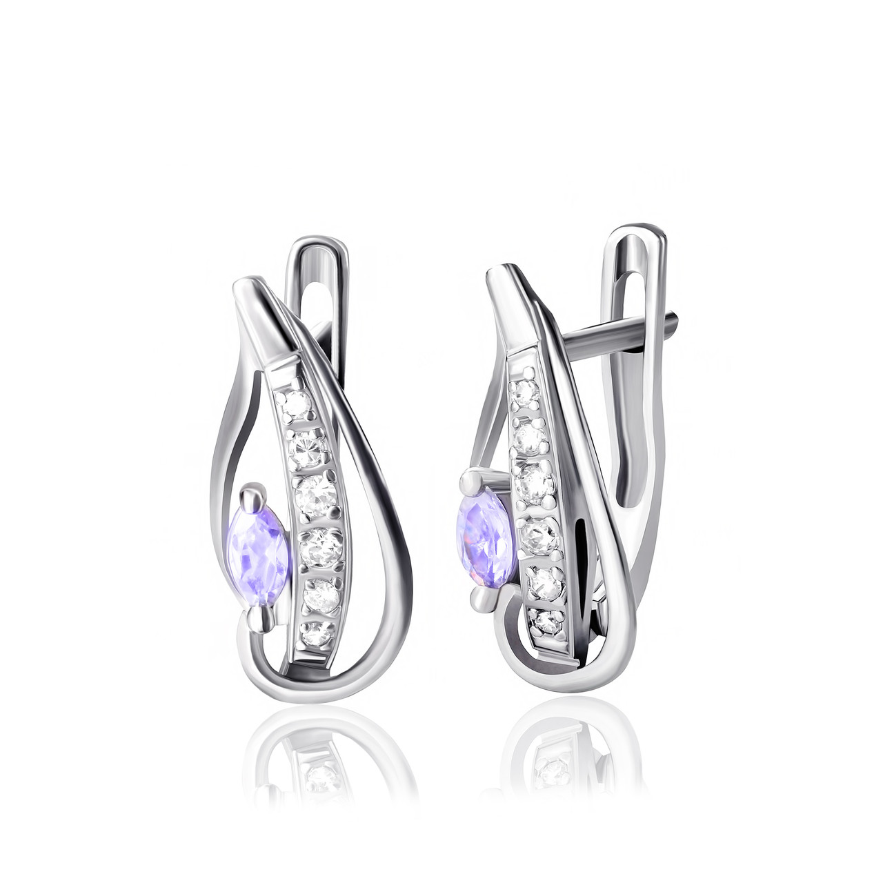 

Серебряные серьги Silvex925 с фианитом С2ФА/070, с английской застежкой