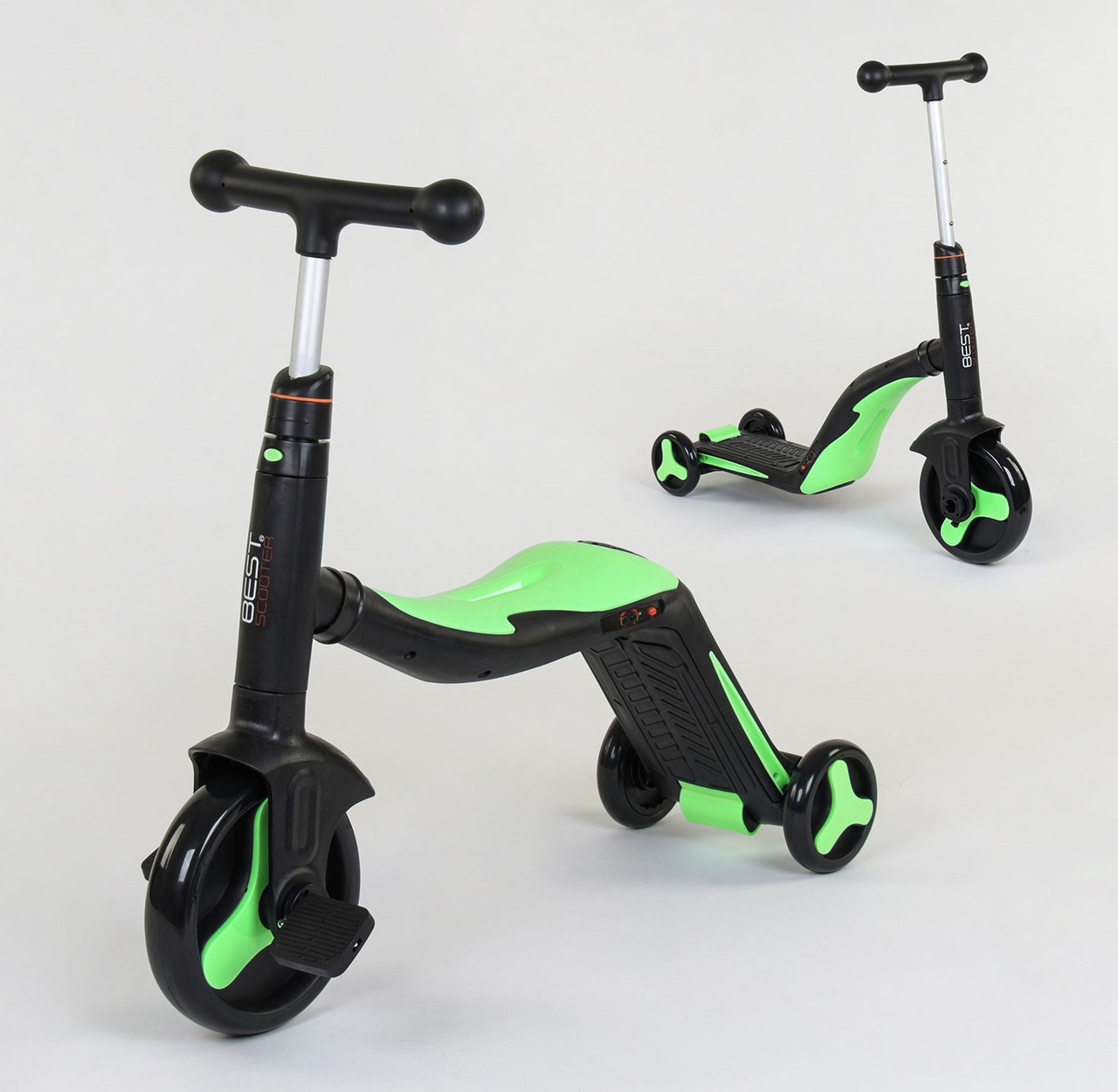 

Детский велосипед, велобег, самокат 3 в 1 Best Scooter JT 40405 Салатовый