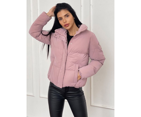 

Пуховик женский короткий бархатный Modern Boutique пудровый, XS КУ005/1