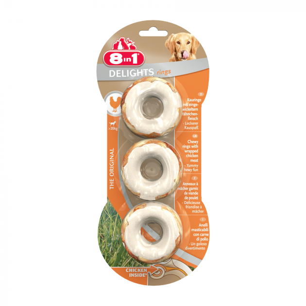 

Лакомство для собак 8in1 колечки с мясом 3 шт