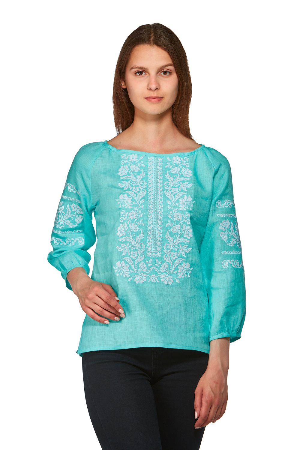 

Жіноча яскрава блуза з довгим рукавом Bright turquoise  UKR-5168 UkrGlamour, Жіноча яскрава блуза з довгим рукавом Bright turquoise 52 UKR-5168 UkrGlamour