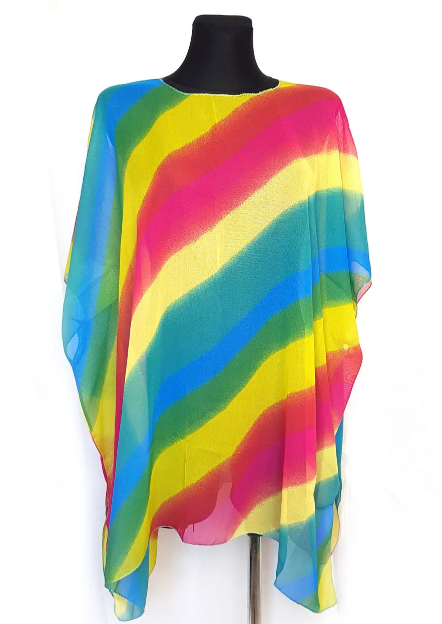 

Пляжная шифоновая туника Fashion Альмерия Радуга One Size 90*83 см мультиколор