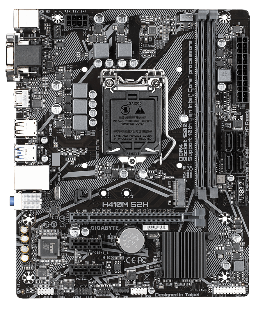 

Материнская плата Gigabyte H410M S2H (s1200, Intel H410, PCI-Ex16)