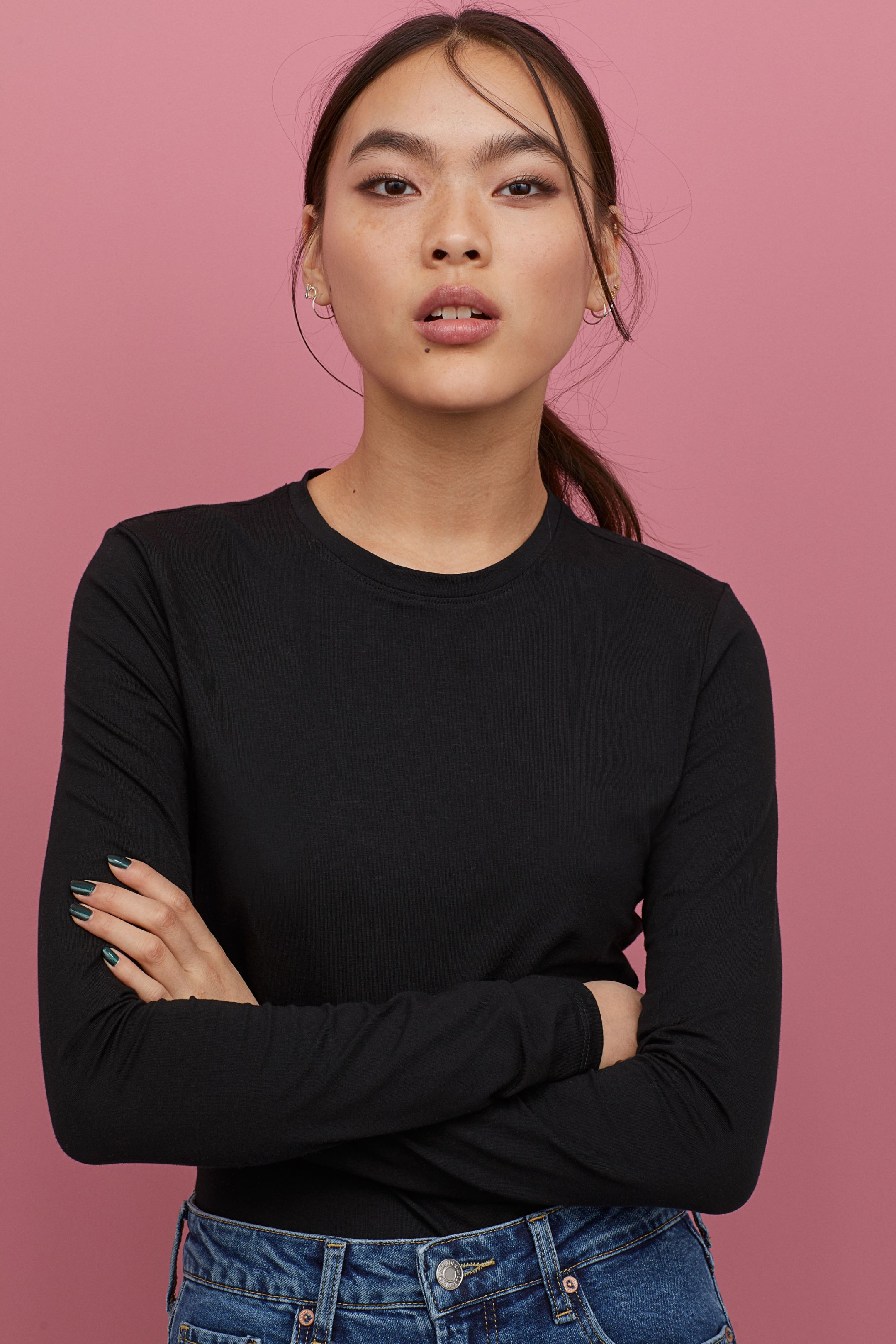 

Лонгслив H&M 76214316 M Черный