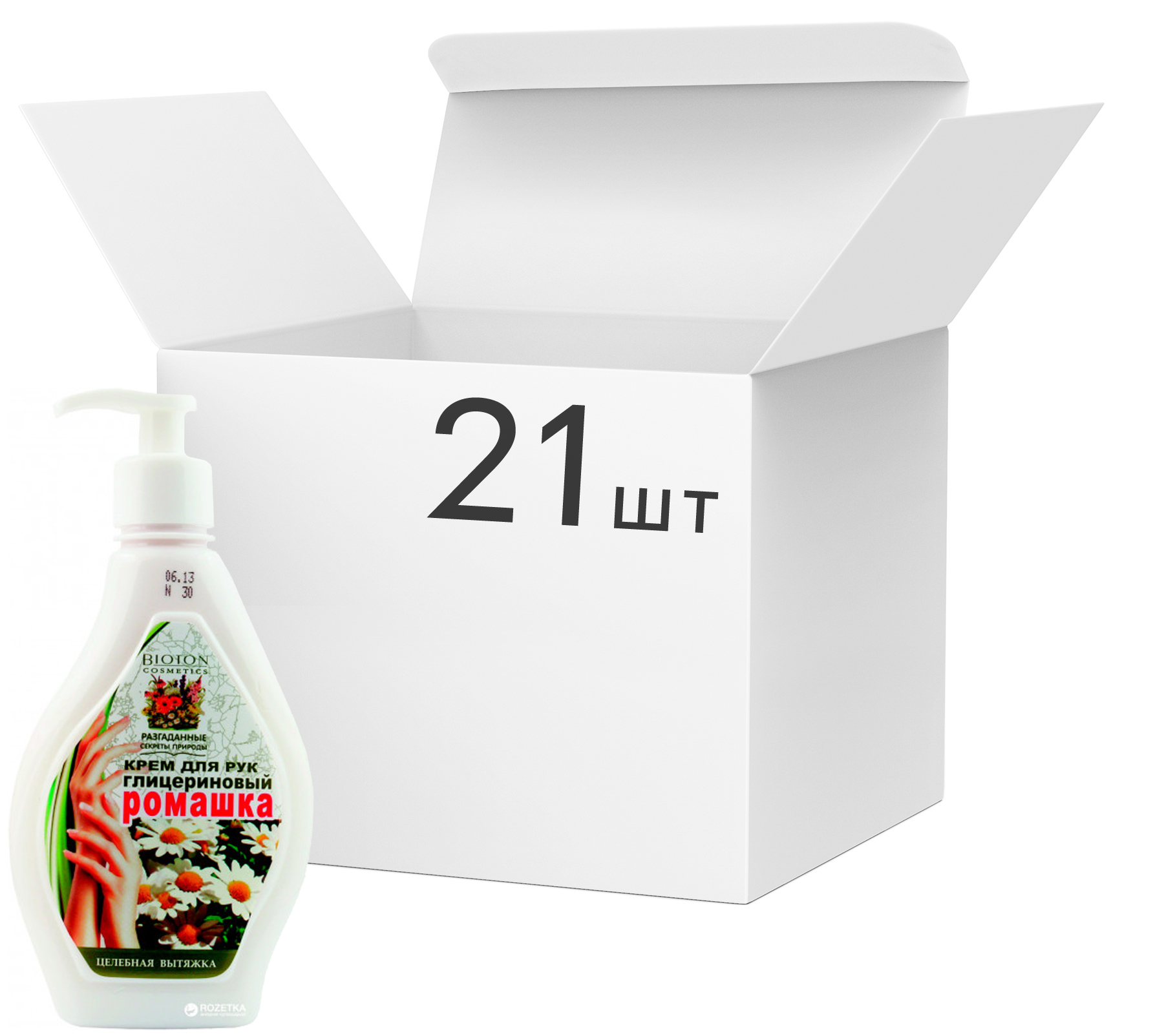 Акція на Упаковка крема для рук Bioton Cosmetics Глицериновый Ромашка 350 мл х 21 шт (4820026153070) від Rozetka UA
