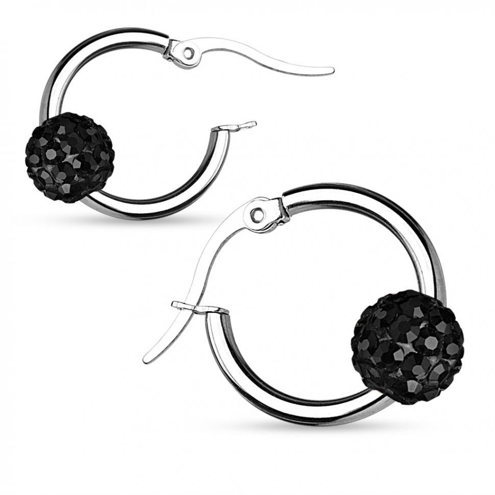 

Серьги из стали Spikes SE2906 с кристаллами (цвет: черный)