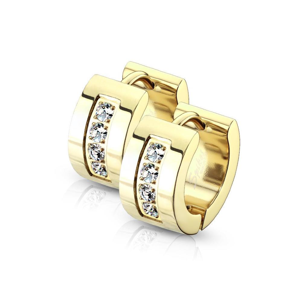 

Женские серьги-кольца из стали с фианитами Spikes SE3527 (Цвет: желтое золото)
