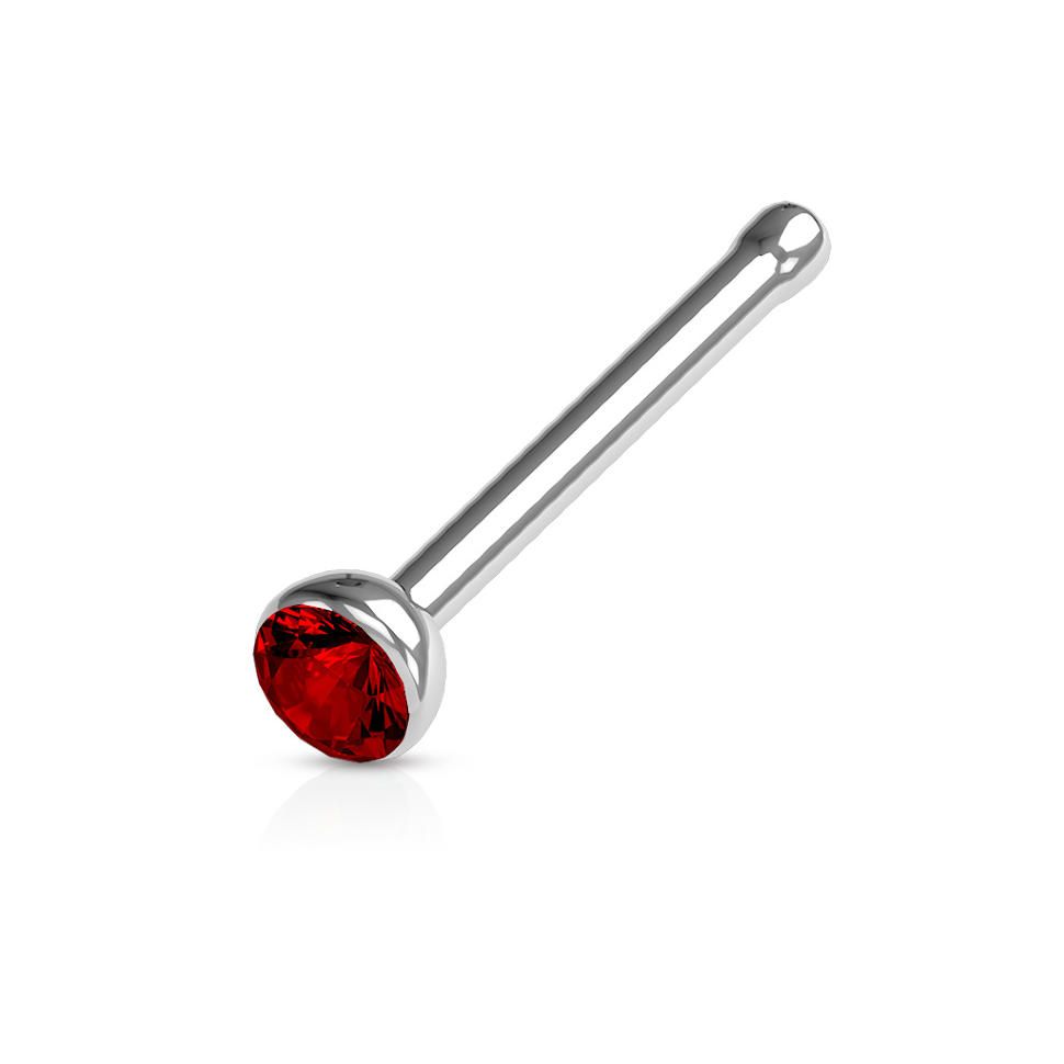 

Серьга для пирсинга носа PiercedFish NOSEB031, с фианитом (Толщина 0,8 мм, цвет: красный)