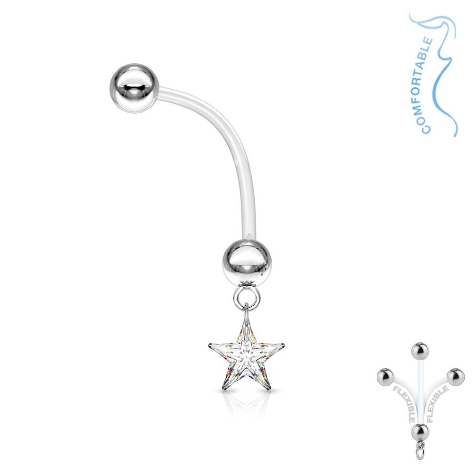 

Пирсинг пупка PiercedFish NPG-1006 для беременных, со звездой (Цвет: прозрачный)