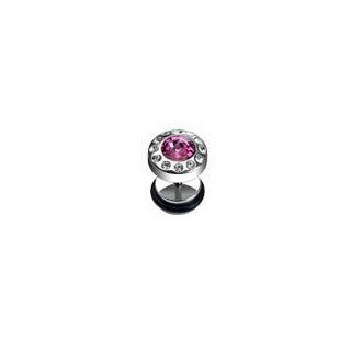

Серьга PiercedFish PSFX-08 с фианитами (плаг обманка) (Розовый)