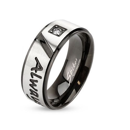 

Кольцо из стали Spikes R-M2995 с надписью "Always together" (10 США (наш 19,8))