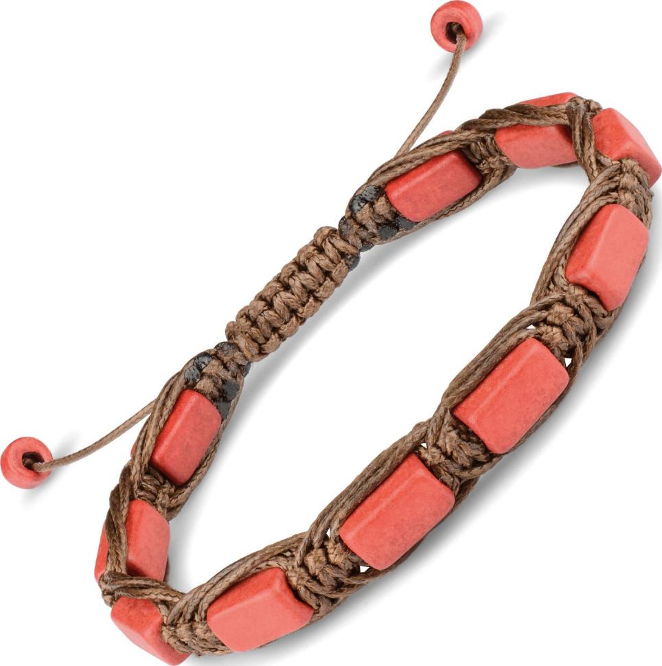 

Плетеный браслет в стиле Шамбала Everiot Select LNS-2056 из красных керамических бусин (Размер 24 см)