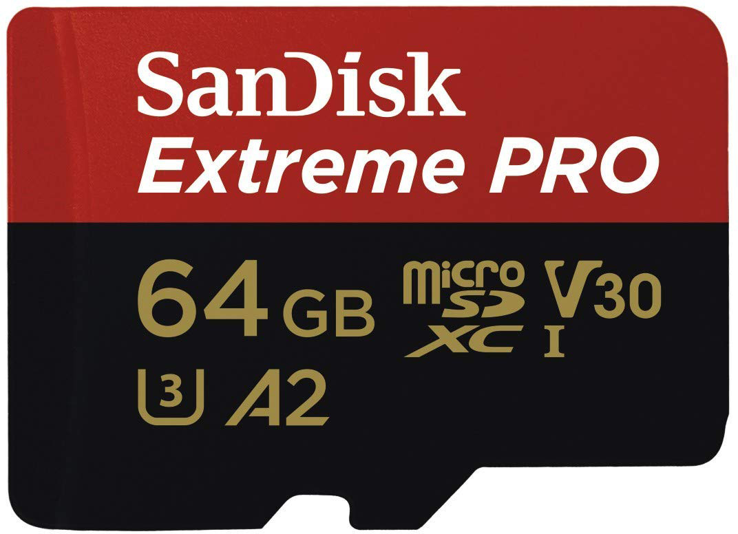 

microSDXC Extreme Pro V30 64GB C10 UHS-I U3 + SD адаптер (SDSQXCY-064G-GN6MA)