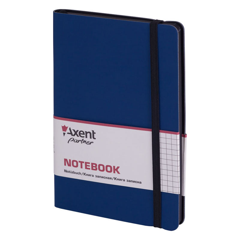 

Записная книга блокнот Axent 125х195мм 96л клетка,тв. обл.,синий Partner Soft 8206-02-A