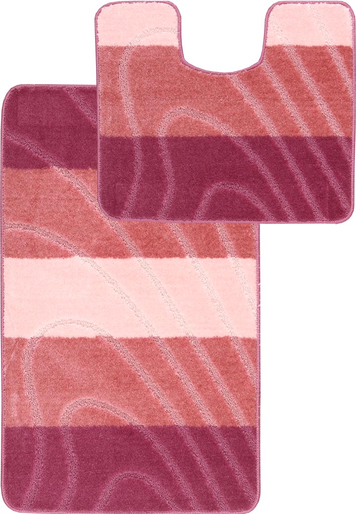 

Набор ковриков для ванной и туалета на резиновой основе Hali Полосы 2шт 60х100 и 60х50см Розовый (6133)