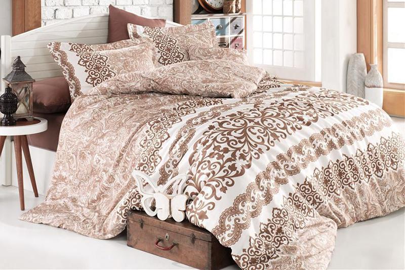 

Комплект постельного белья Nazenin Home Luna Kahve Сатин 200х220 см SA-4485