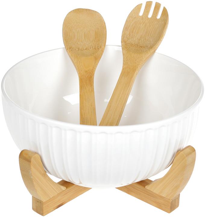 

Салатник фарфоровый Nouvelle Home Полосы Ø24.5см с лопатками, на подставке Bona (TР01632319376)