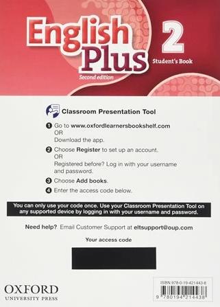 

Учебник English Plus Second Edition 2 Students Book Classroom Presentation Tool eBook Pack ISBN 9780194214438