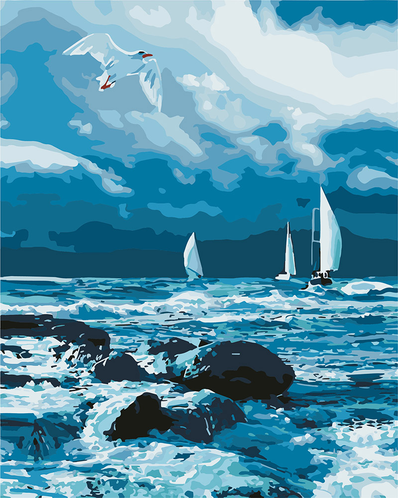 

Картина по номерам Парусники на море 40*50 KH2747 Идейка