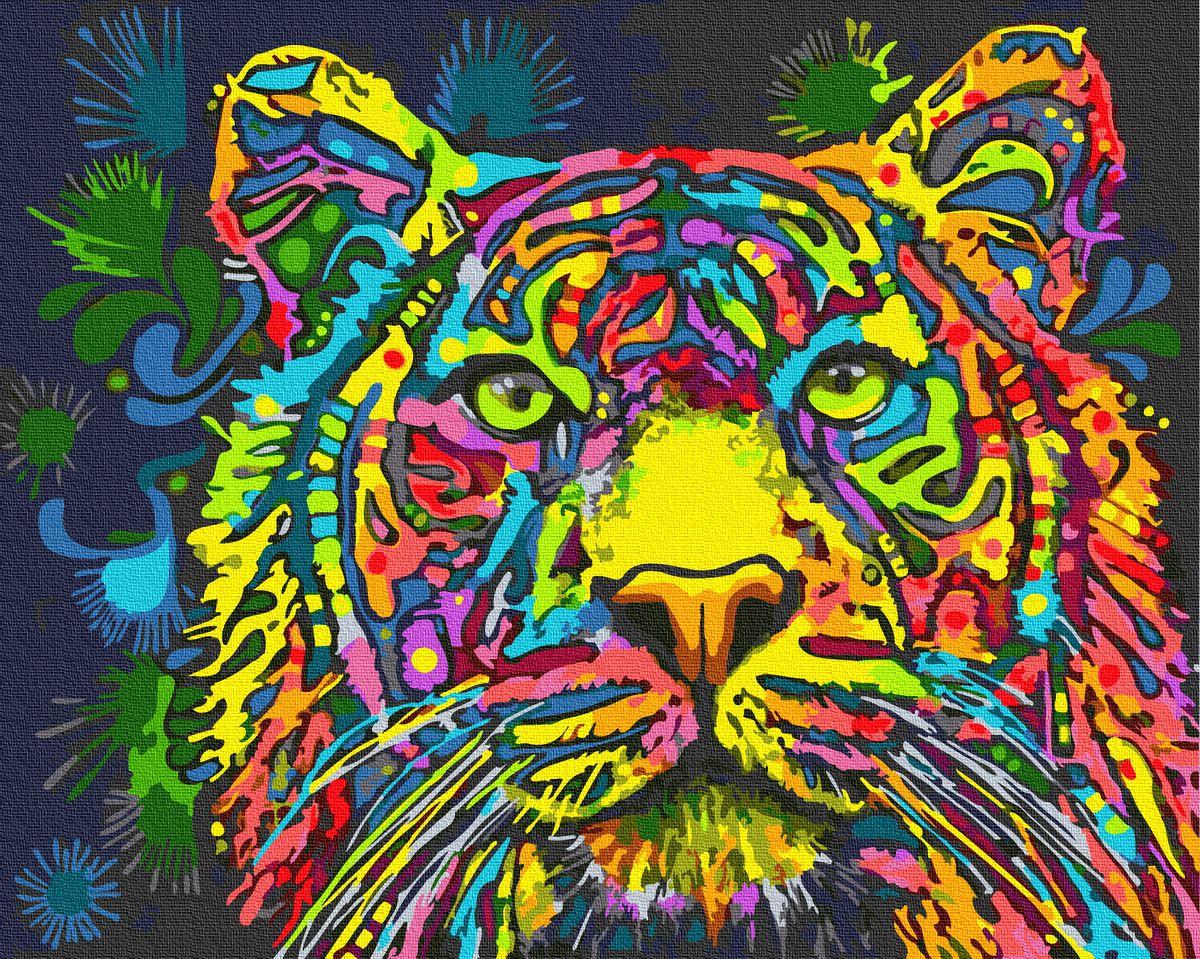 

Картина по номерам Разноцветный тигр 40*50 BK-GX34578 Rainbow Art