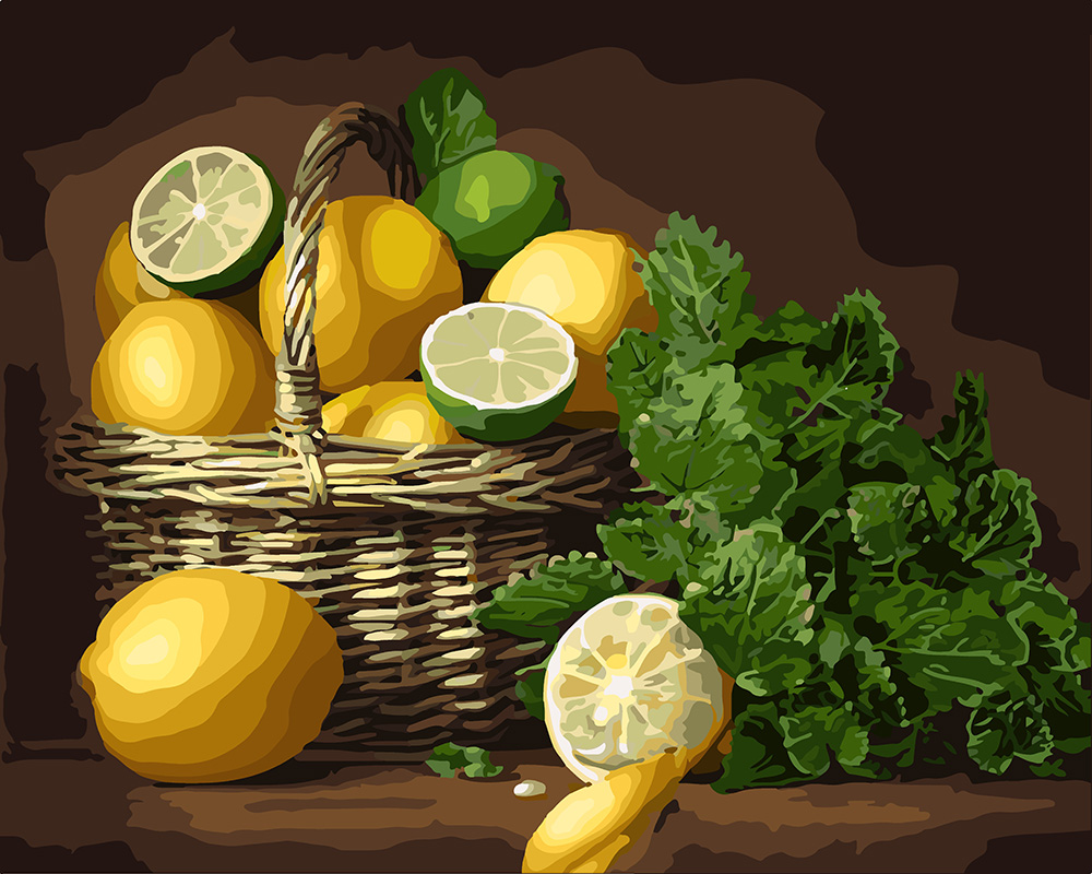 

Картина по номерам Корзина лимонов и лаймов 40*50 KH5589 Идейка