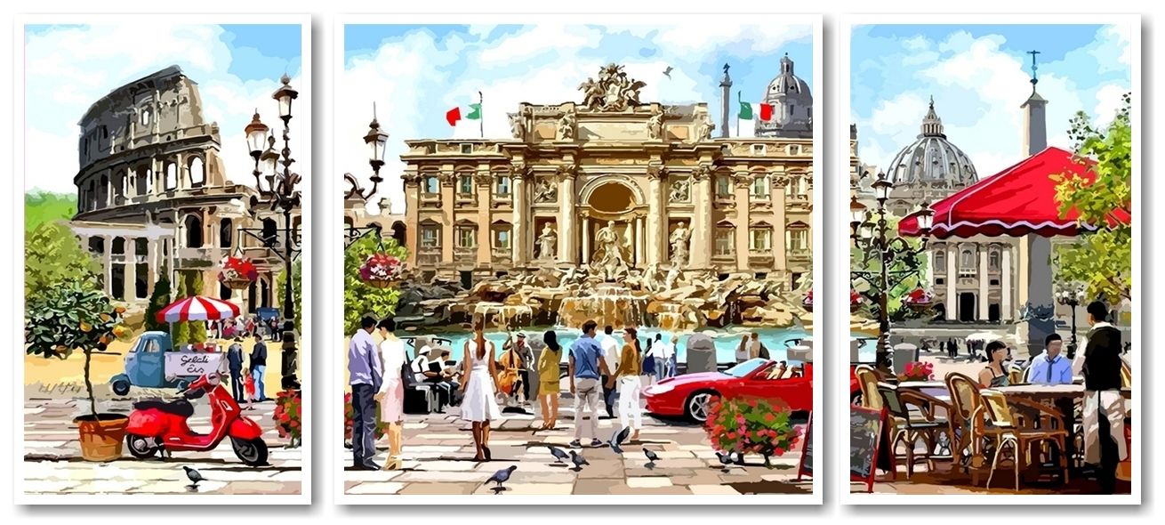 

Картина по номерам Триптих Римские каникулы Триптих 1 50*50, 2 по 30*50 VPT044 Babylon
