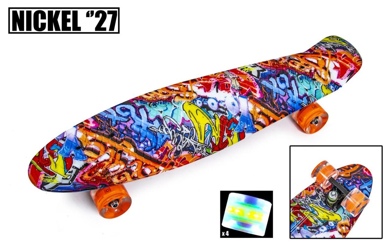 

Скейтборд. Penny Board Nikel 27" "Graffity", свет.колёса