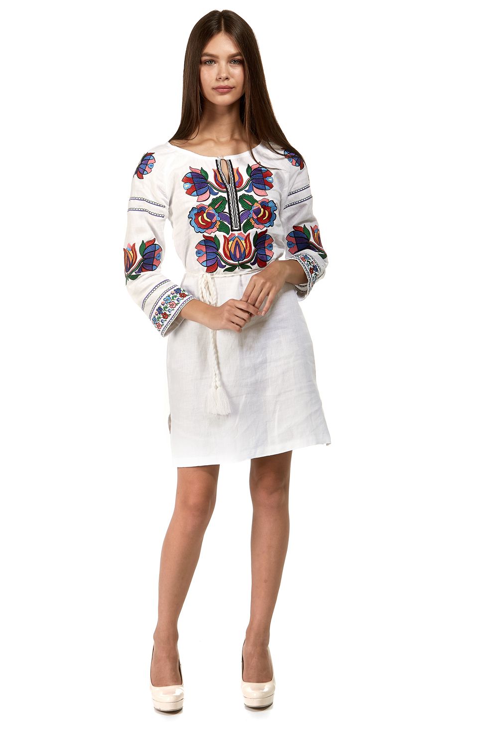 

Біла сукня з квiтковою вишивкою  UKR-4159 UkrGlamour, Біла сукня з квiтковою вишивкою 42 UKR-4159 UkrGlamour