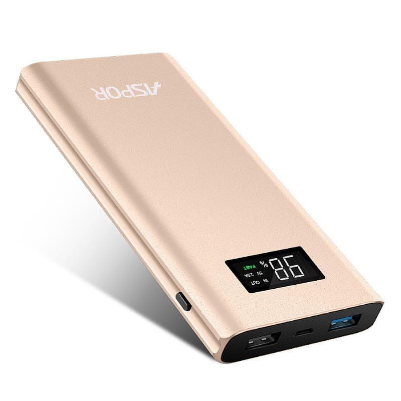 

Powerbank Aspor A387-S, 10 000 mAh, 2USB/2.4A/2.4A- золото