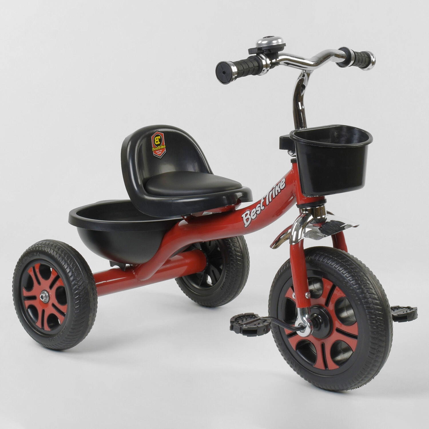 

Детский трехколесный велосипед Best Trike LM-3577 колеса пена две корзины Красный