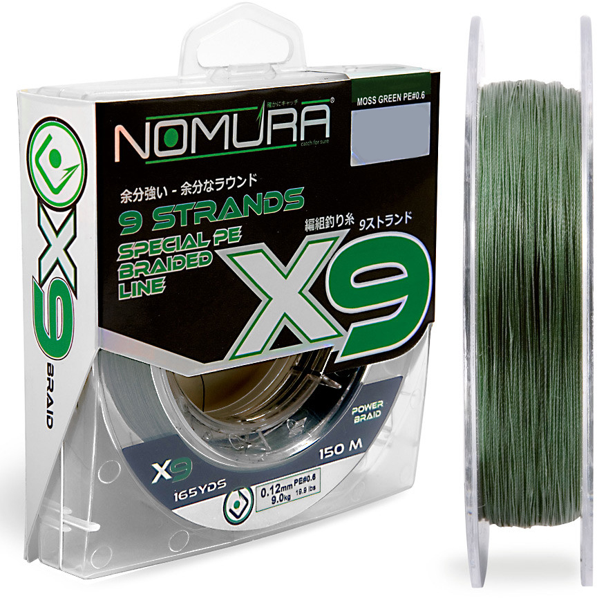 

Шнур Nomura X9 Braid 150 м (165 yds) 0.22 мм 19.2 кг Moss Green (NM33007022)