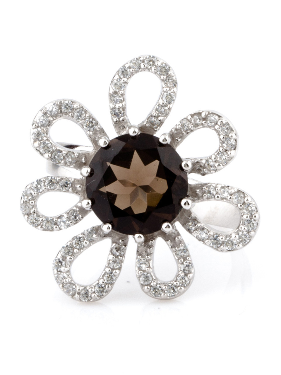 

Кольцо из серебра с дымчатым кварцем (раухтопазом) R-444 18.0 размер