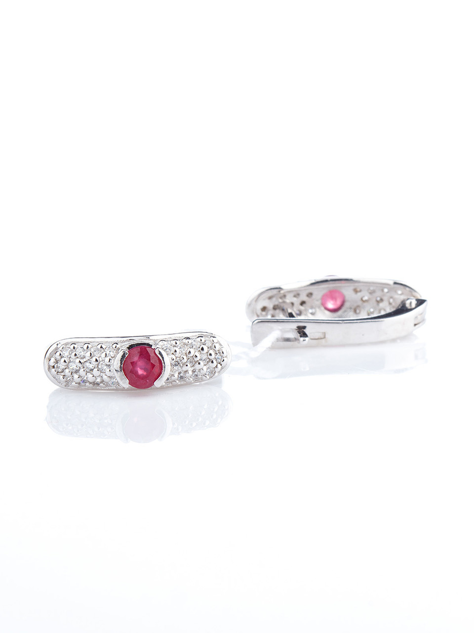 

Серьги из серебра с рубином синтетическим Е-609