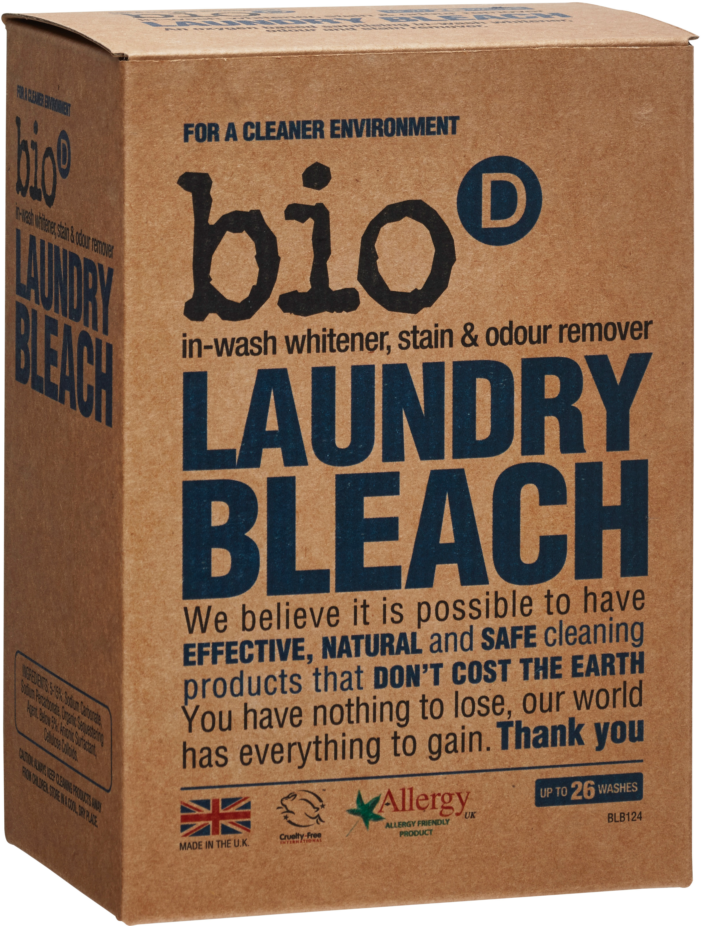 

Дезинфицирующий кислородный отбеливатель-пятновыводитель Bio-D Laundry Bleach 400 г