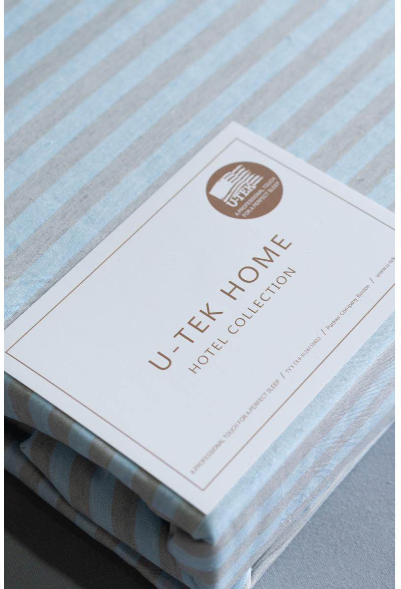 

Постельный комплект U-tek Hotel Collection Cotton Stripe Blue-Grey 30 двуспальный
