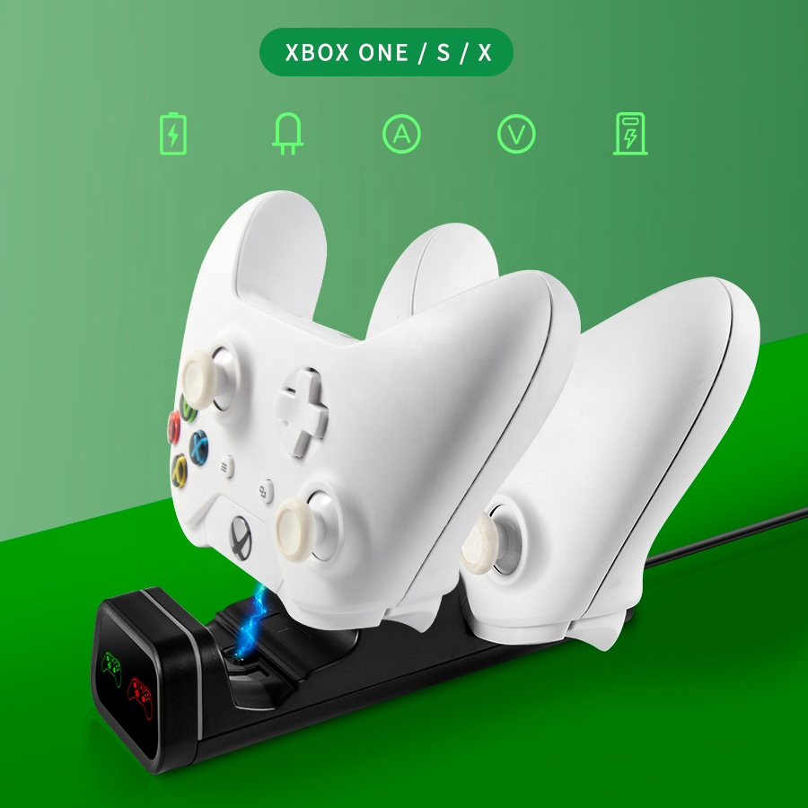 

Двойная зарядная dock станция DOBE подставка для геймпадов Xbox One X / Xbox One S / Xbox One c LED индикаторами статуса зарядки
